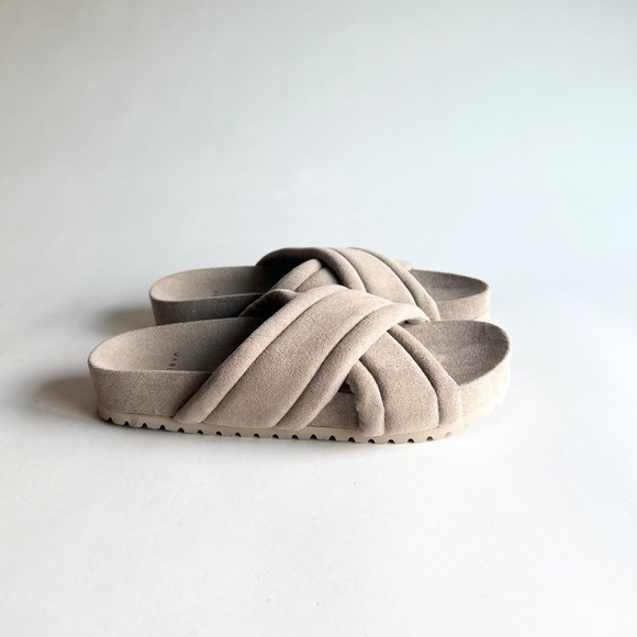 New Varley Ivory Fabric Rubber Outsole Flip Flops size 8 - Picture 2 of 12